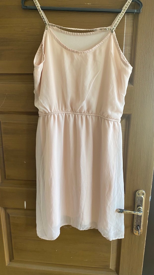 Bej Askılı Elbise - Görsel 2