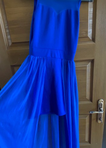 Kadın Lacivert Drapeli Uzun Abiye Elbise - Görsel 2