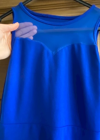 Kadın Lacivert Drapeli Uzun Abiye Elbise - Görsel 3