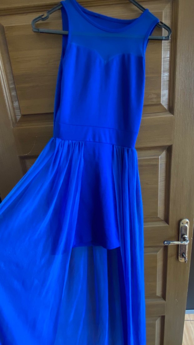 Kadın Lacivert Drapeli Uzun Abiye Elbise - Görsel 2