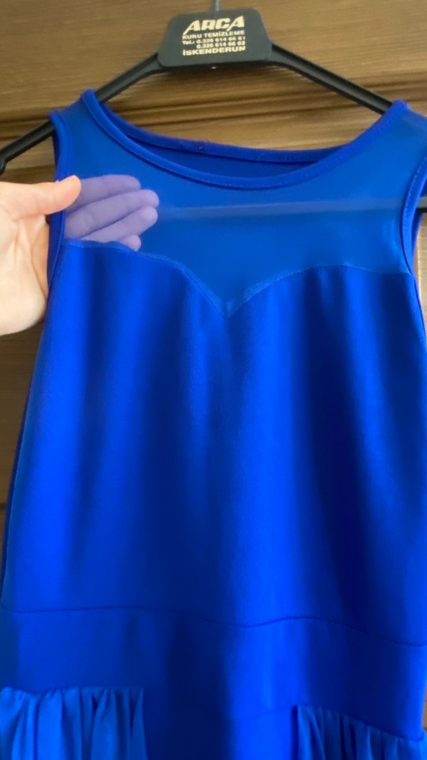 Kadın Lacivert Drapeli Uzun Abiye Elbise - Görsel 3