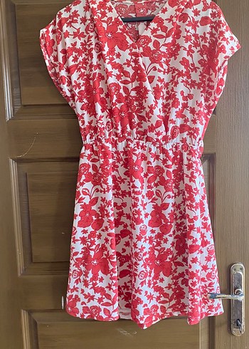 Çiçek Desenli Kırmızı Midi Bohem Elbise - Görsel 2