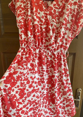 Çiçek Desenli Kırmızı Midi Bohem Elbise - Görsel 3