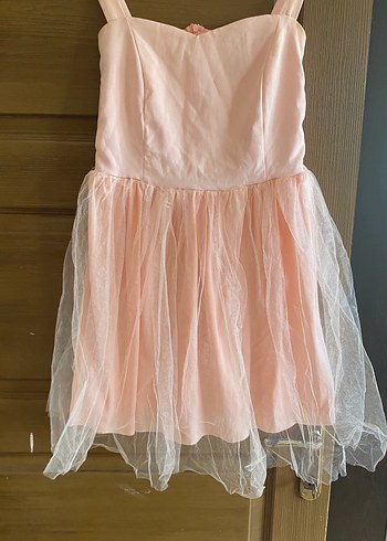 Pembe Straplez Kız Çocuk Elbise - Görsel 3