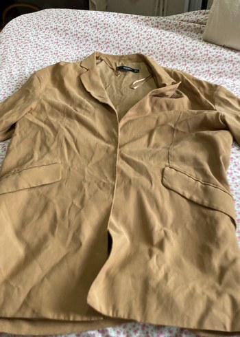 Bej Kadın Keten Düğmeli Ceket - Görsel 2