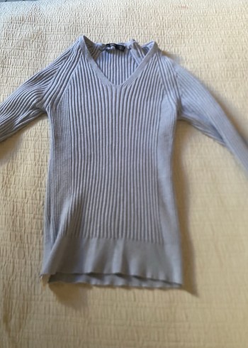 Bebe mavisi Kadın Boğazlı Triko Kazak - Görsel 2