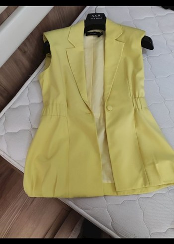 Sarar Sarı Kolsuz Mini Kadın Blazer Yelek