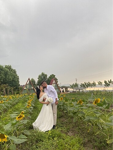 Beyaz düz gelinlik - Görsel 5