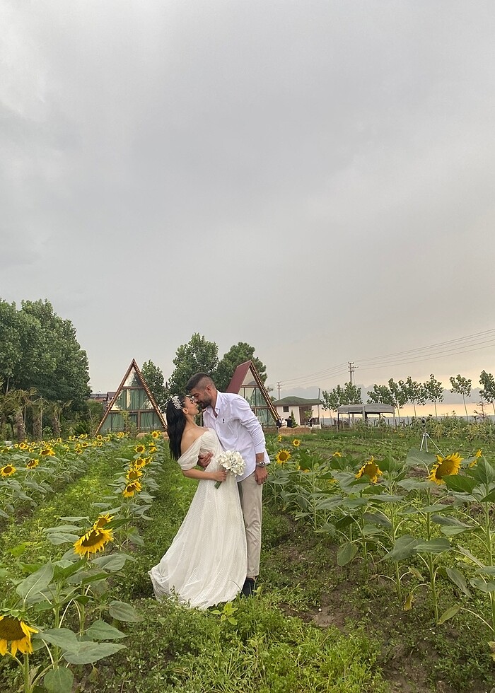 Beyaz düz gelinlik - Görsel 5