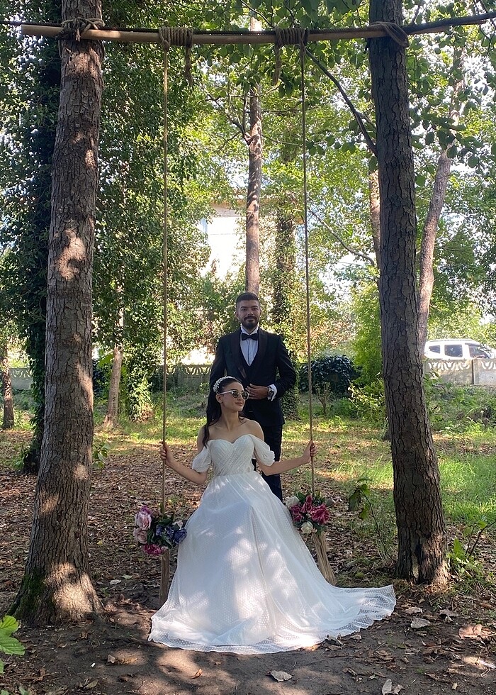 Beyaz düz gelinlik - Görsel 2