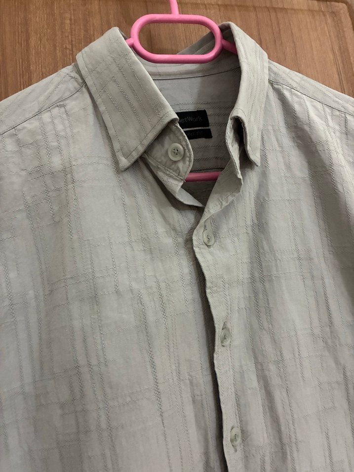 Gri Keten Erkek Gömlek Uzun Kollu - Görsel 2