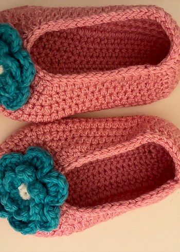 Pembe Örgü Kız Bebek Patik - Görsel 2
