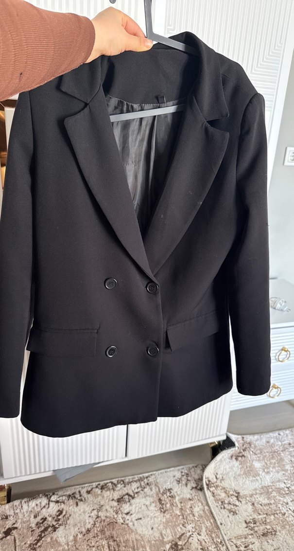 Kadın Siyah Düğmeli Ofis Blazeri - Görsel 2