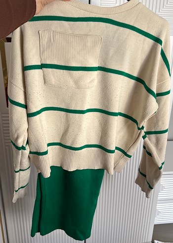 Yeşil Çizgili Salaş Triko takım - Görsel 2