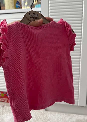 LCW Kız Çocuk Pembe Fırfırlı Kısa Kollu Tişört - Görsel 3