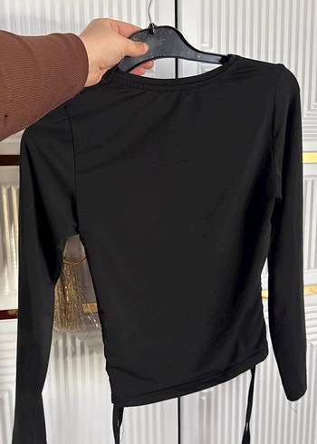 Siyah Uzun Kollu Dar Kesim Bluz - Görsel 4