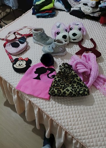 Leopar Desenli Pembe Örgü Çocuk Bere - Görsel 2