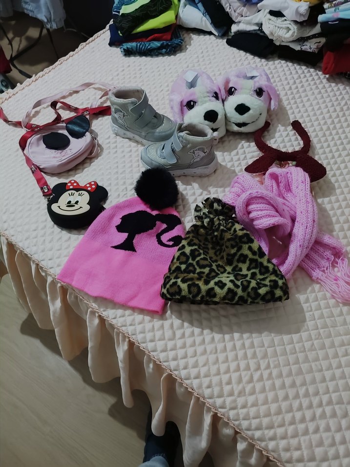 Leopar Desenli Pembe Örgü Çocuk Bere - Görsel 2