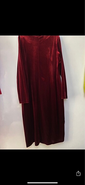 Kadife bordo elbise - Görsel 2
