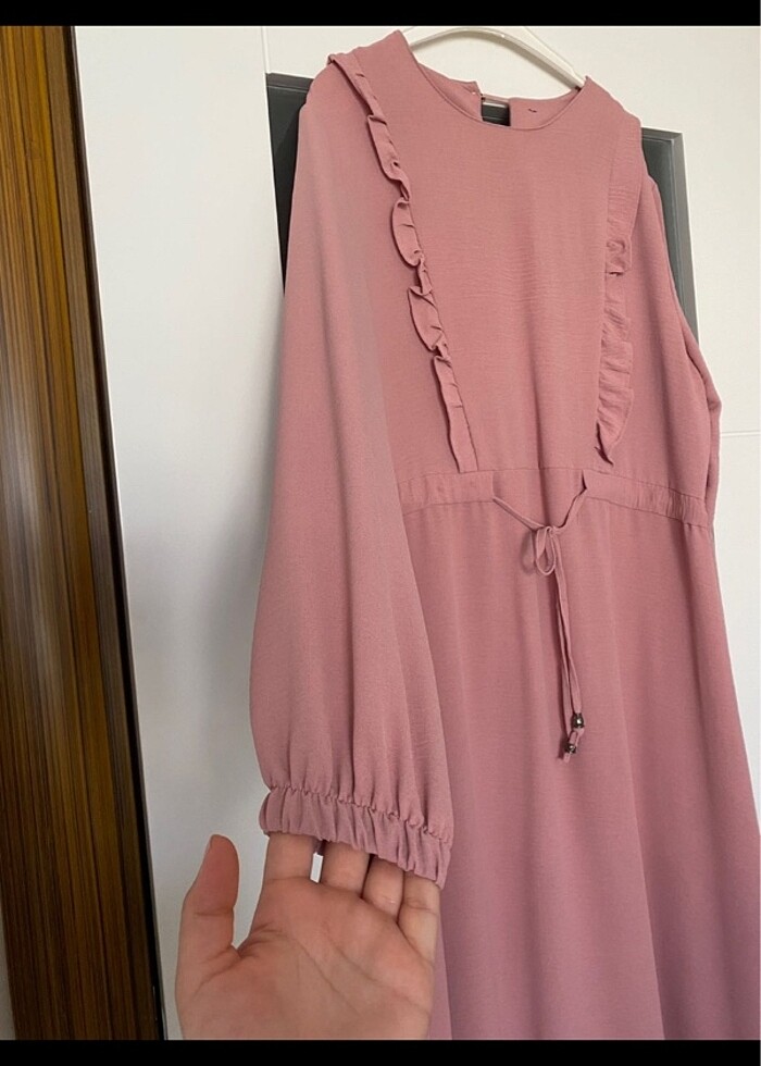 Pembe tesettür elbise - Görsel 2