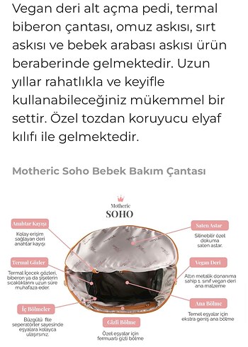 Motheric Vegan deri soho  anne bebek bakım çantası-pudra rengi - Görsel 5
