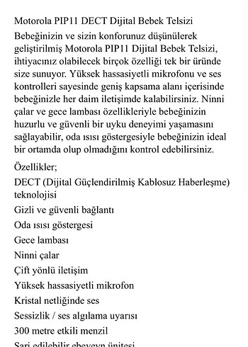 Motorola PIP11 Dect Dijital bebek telsizi - Görsel 4