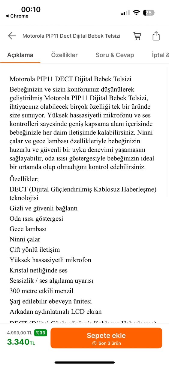 Motorola PIP11 Dect Dijital bebek telsizi - Görsel 4