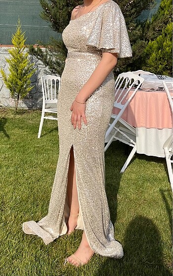 Diğer Abiyefon tek omuz pul payet abiye