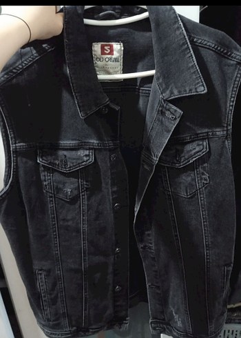 Siyah Kolsuz Denim Ceket