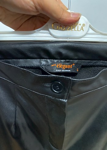 Diğer Kadın Siyah Parlak Deri Kemerli Pantolon