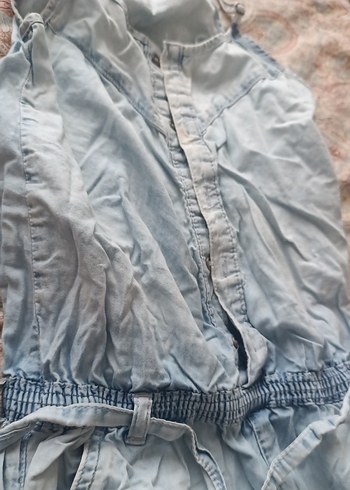 kot rengi keten tulum bel kemerli - Görsel 2