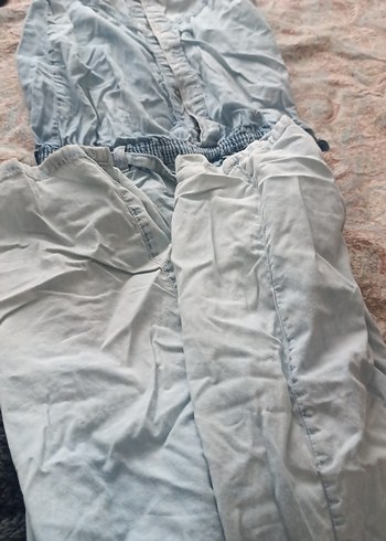 kot rengi keten tulum bel kemerli - Görsel 3