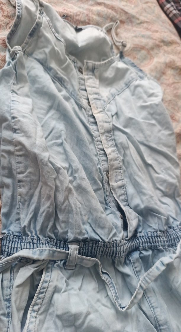 kot rengi keten tulum bel kemerli - Görsel 2