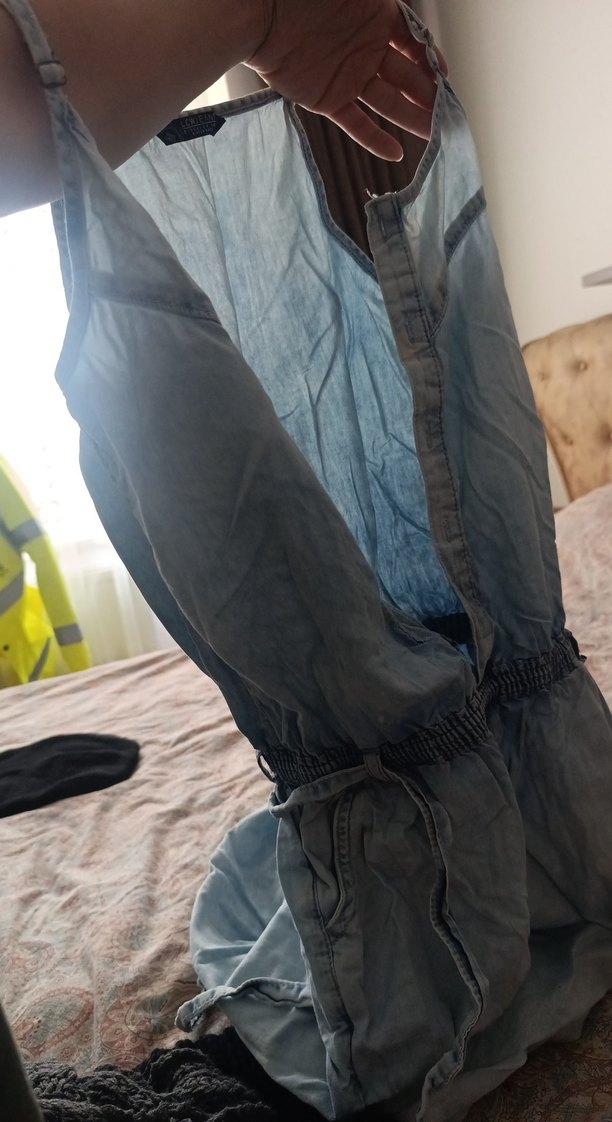 kot rengi keten tulum bel kemerli - Görsel 4