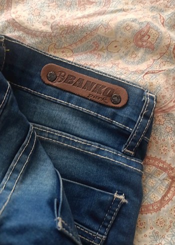 Düğmeli Mavi Kadın Denim Pantolon - Görsel 5