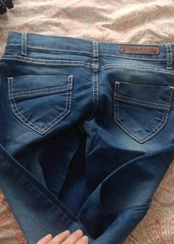 Düğmeli Mavi Kadın Denim Pantolon - Görsel 6