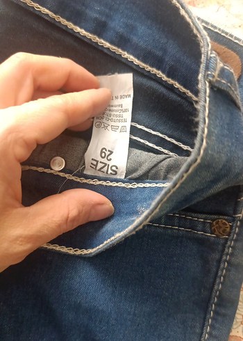 Düğmeli Mavi Kadın Denim Pantolon - Görsel 4