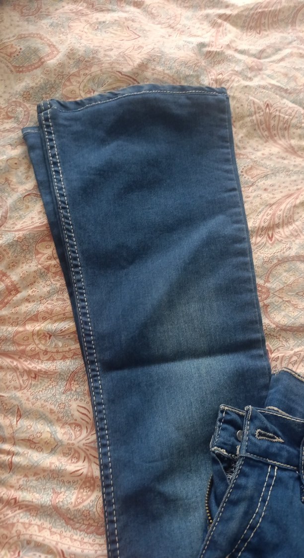 Düğmeli Mavi Kadın Denim Pantolon - Görsel 2