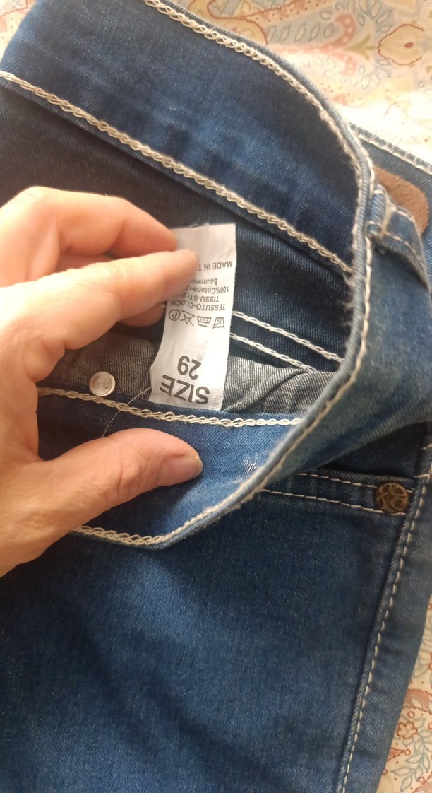 Düğmeli Mavi Kadın Denim Pantolon - Görsel 4