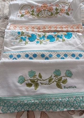 Nakışlı Pastel Renkli Havlular El emeklerim - Görsel 3