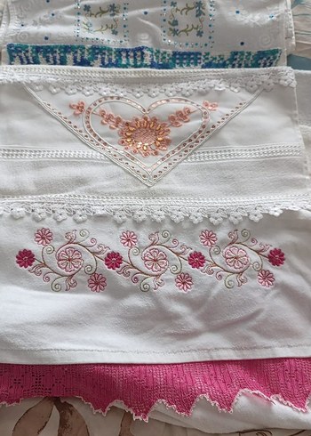 Nakışlı Pastel Renkli Havlular El emeklerim - Görsel 2
