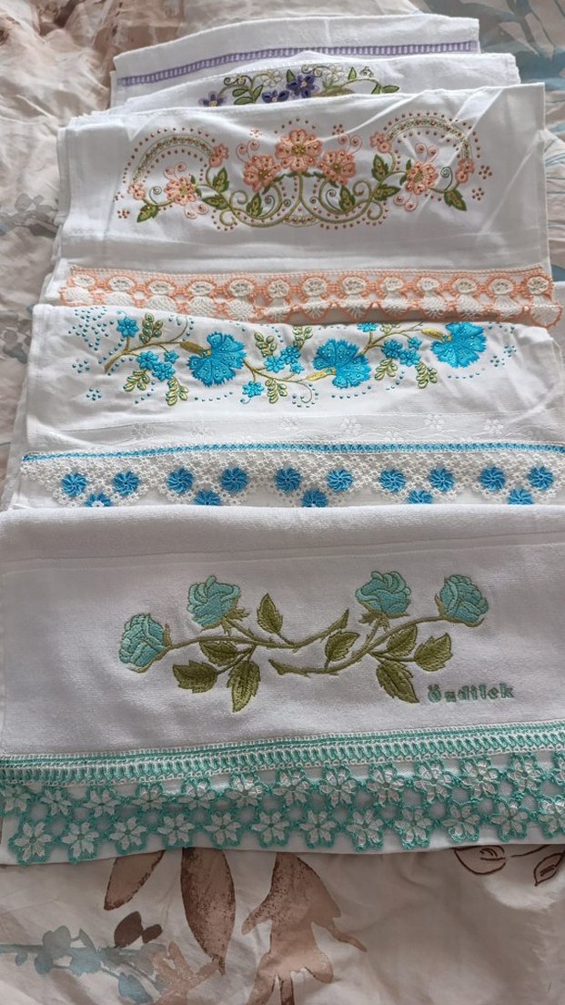 Nakışlı Pastel Renkli Havlular El emeklerim - Görsel 3