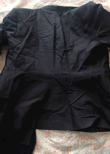 Kadın Siyah Saten Kumaşlı Kemerli Blazer Ceket - Görsel 4