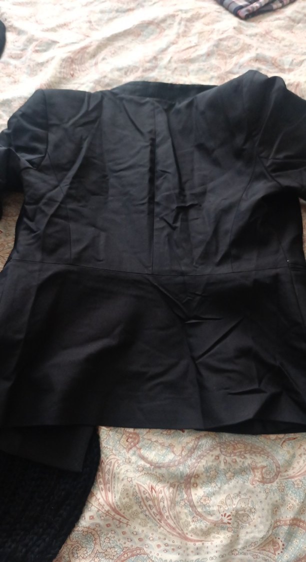 Kadın Siyah Saten Kumaşlı Kemerli Blazer Ceket - Görsel 4