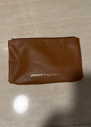 Krem suni Deri Makyaj Çantası - Görsel 2