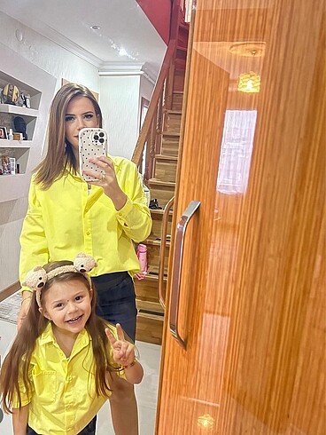 Anne kız gömlek kız 4-5 yaş koton kadın 36 beden happiness