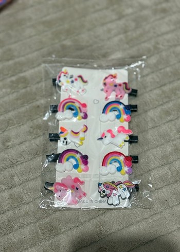 Renkli Unicorn ve Gökkuşağı Çocuk Toka Seti