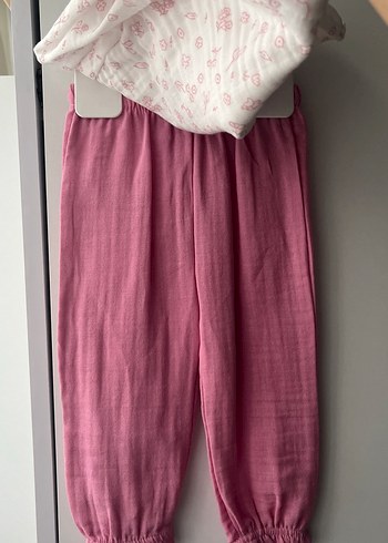 Pembe Baskılı Uzun Kollu Bebek Kız Takımı - Görsel 2