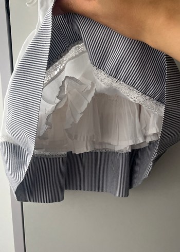 Nakışlı Fırfırlı Kız Çocuk Beyaz Elbise - Görsel 2