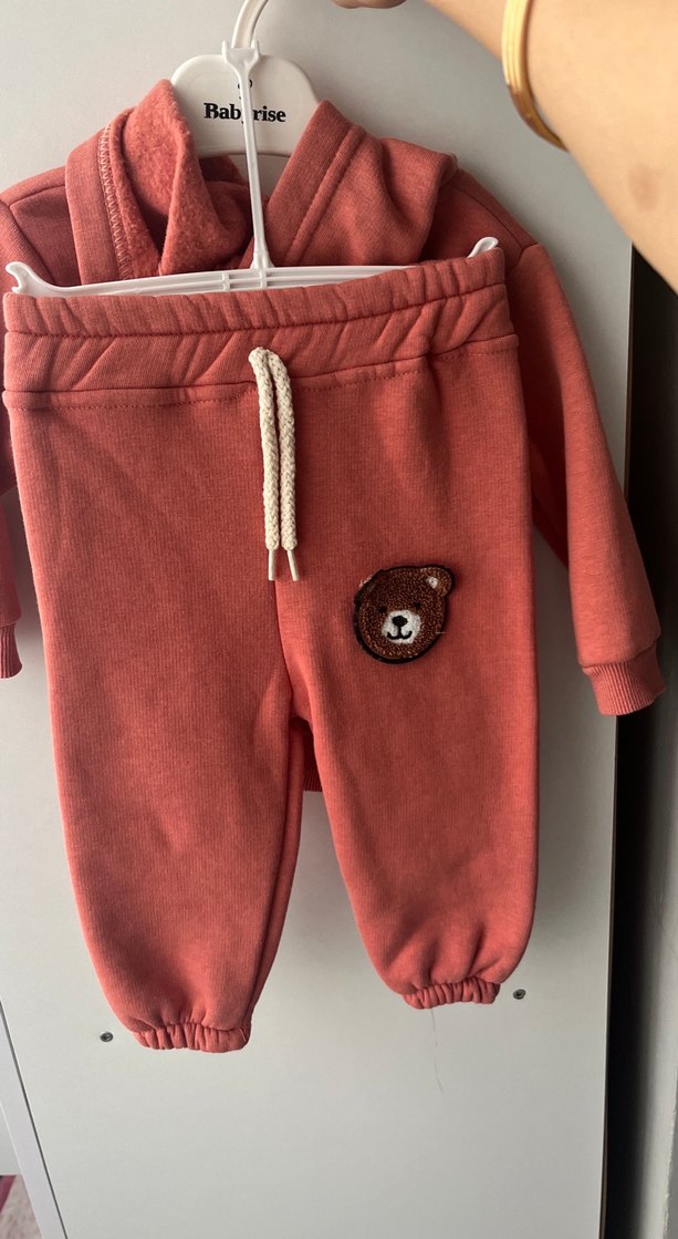 Kahverengi Kapüşonlu Erkek Bebek Takımı - Görsel 2